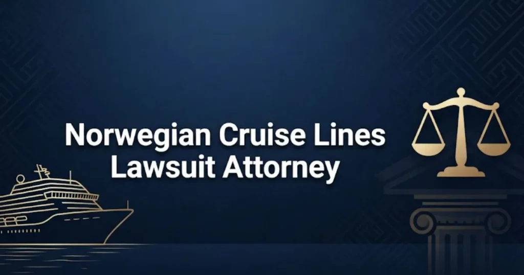 Norwegian cruise lines lawsuit attorney 2026 guide hero banner with cruise ship and legal scales
