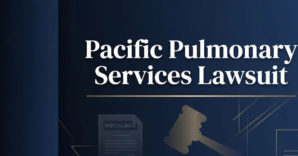Pacific pulmonary services lawsuit 2026 update hero banner with legal gavel and Medicare fraud theme