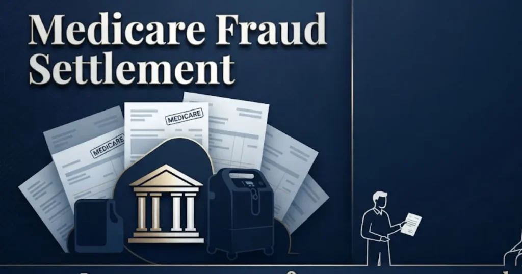 Pacific pulmonary services lawsuit settlement and Medicare fraud billing infographic with timeline