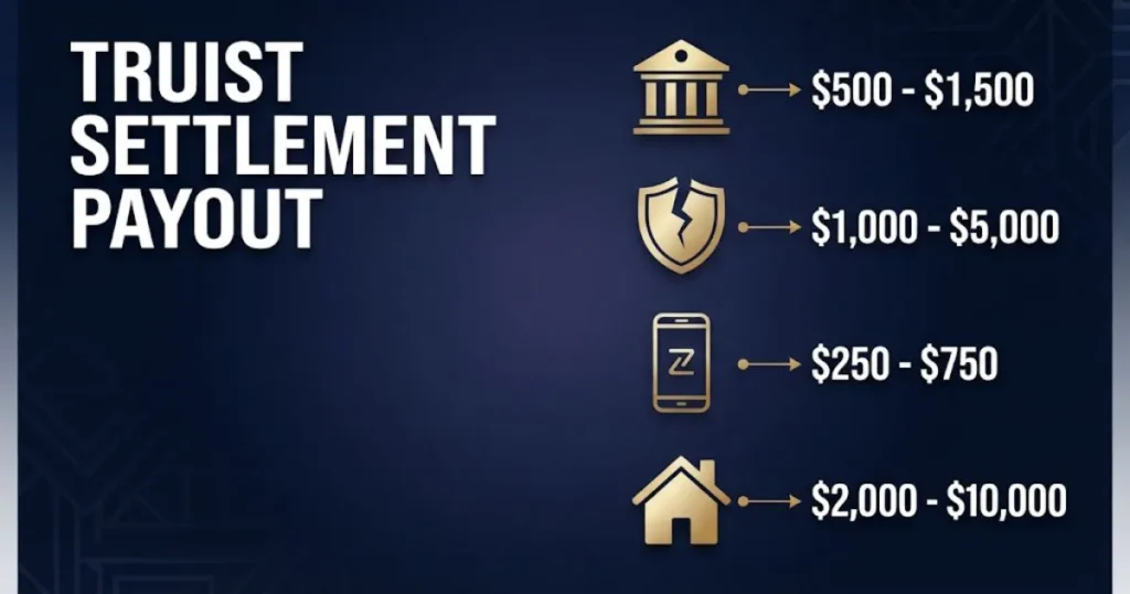 Truist settlement payout infographic showing claim categories and amounts