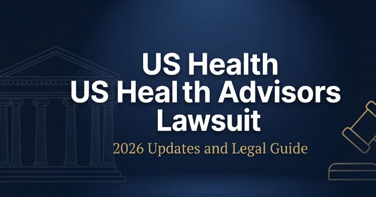 US Health Advisors lawsuit 2026 legal guide hero banner with courthouse and gavel imagery