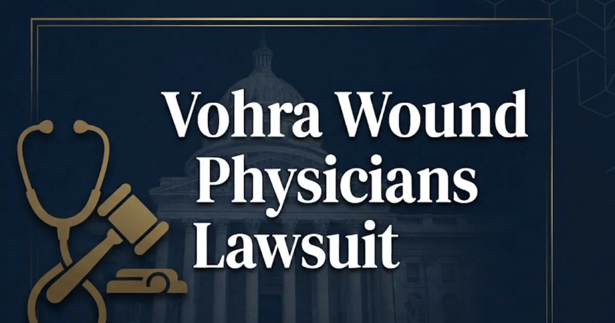 Vohra Wound Physicians lawsuit hero banner with courthouse and medical legal icons