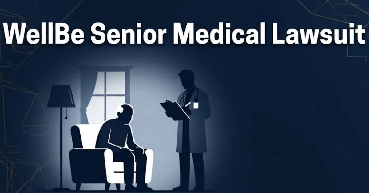 WellBe Senior Medical Lawsuit 2026 hero banner with legal and healthcare symbols