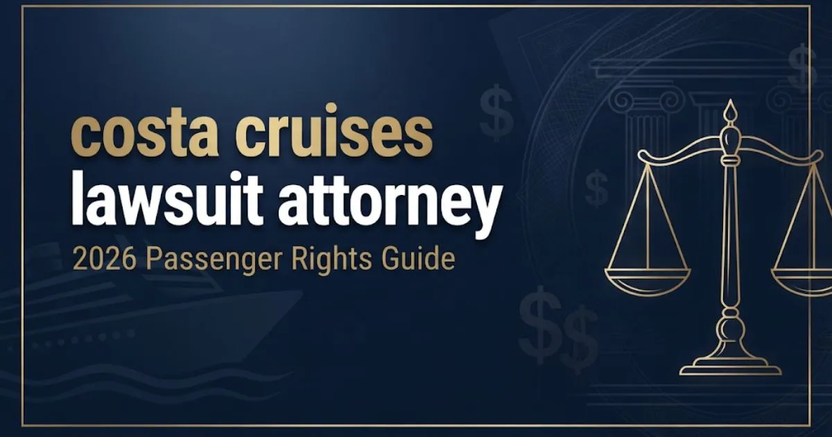 costa cruises lawsuit attorney 2026 passenger rights guide banner with legal scales and cruise ship silhouette