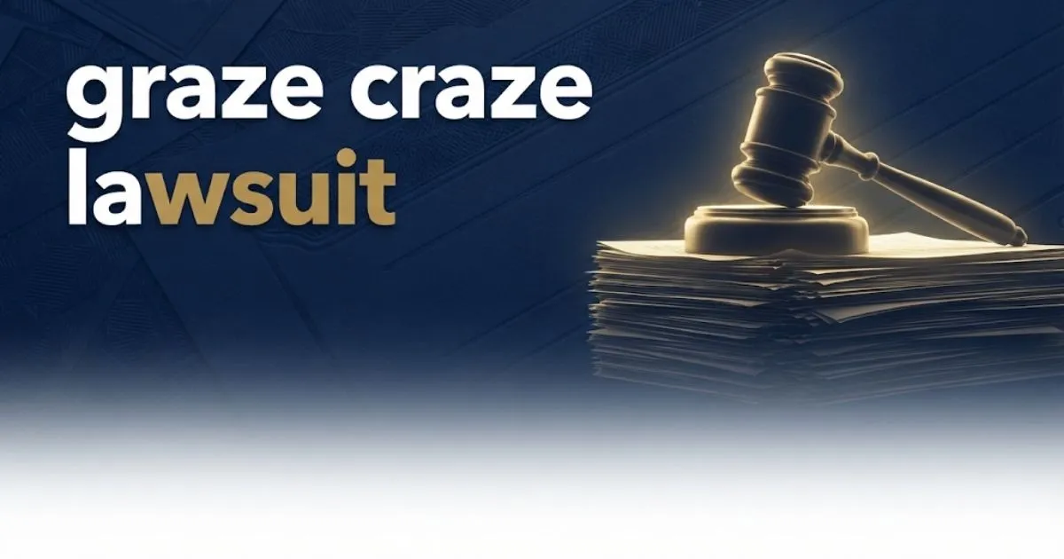 graze craze lawsuit hero banner with gavel and franchise documents on navy background