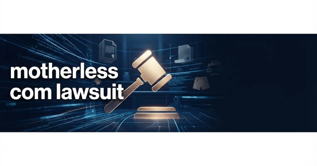 motherless com lawsuit hero banner with legal gavel icon and digital courtroom background in navy and gold