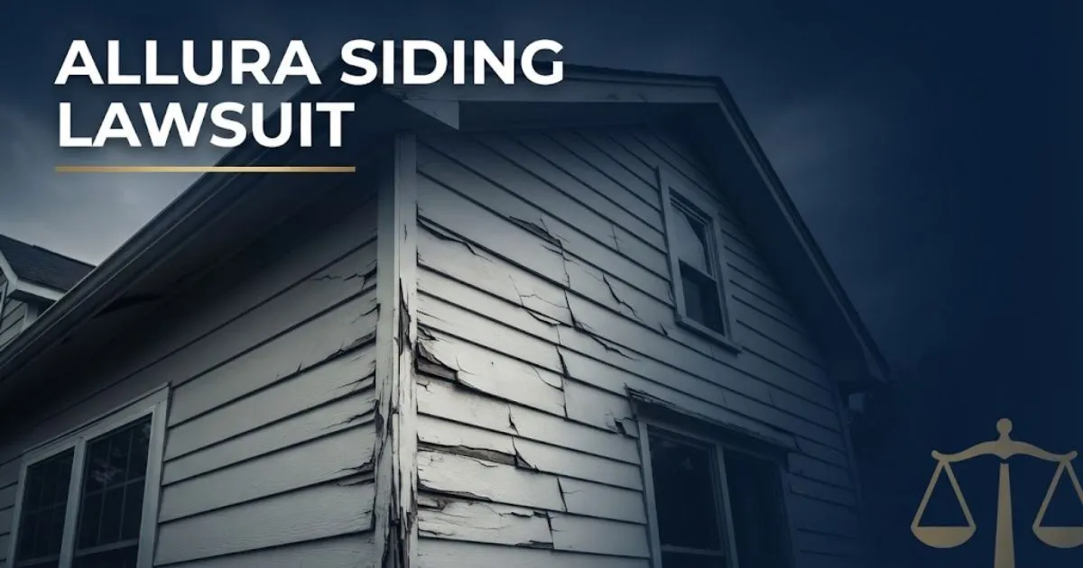 Allura siding lawsuit hero banner showing damaged fiber cement siding on a home exterior with legal theme