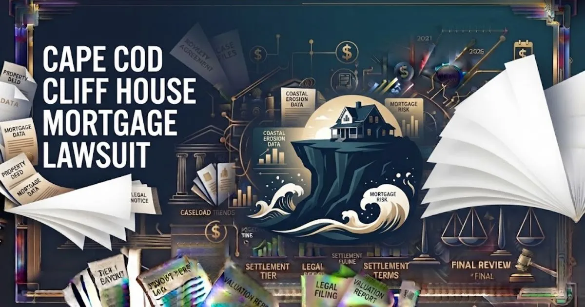 Cape Cod Cliff House mortgage lawsuit hero banner showing cliff erosion silhouette with bold legal headline text