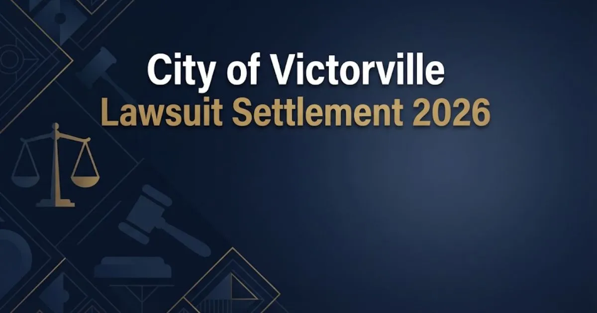 City of Victorville lawsuit settlement 2026 hero banner with legal scales icon on navy background (1)
