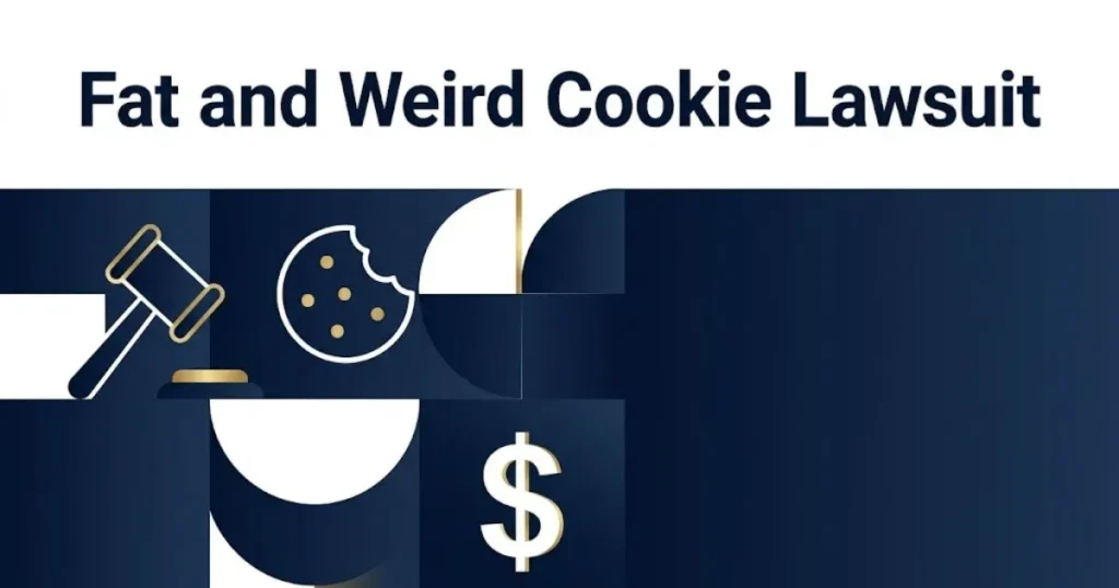 Fat and Weird Cookie Lawsuit hero banner with gavel and cookie icons on navy background