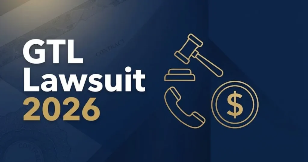 GTL Lawsuit 2026 hero banner with legal icons and settlement theme on navy background