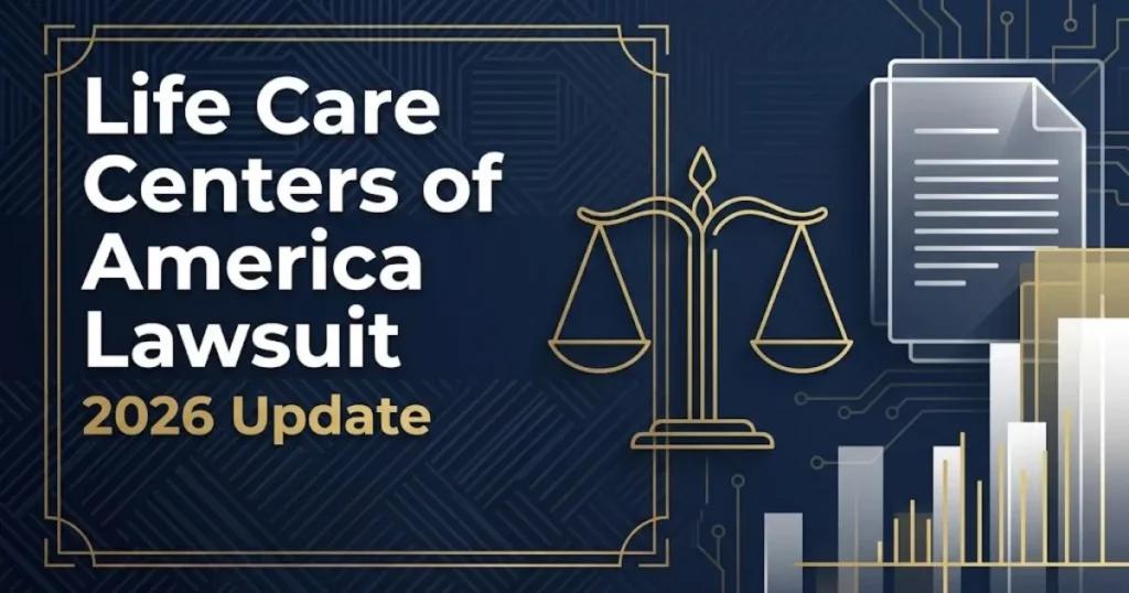 Life Care Centers of America Lawsuit 2026 hero banner with legal scales icon on navy background