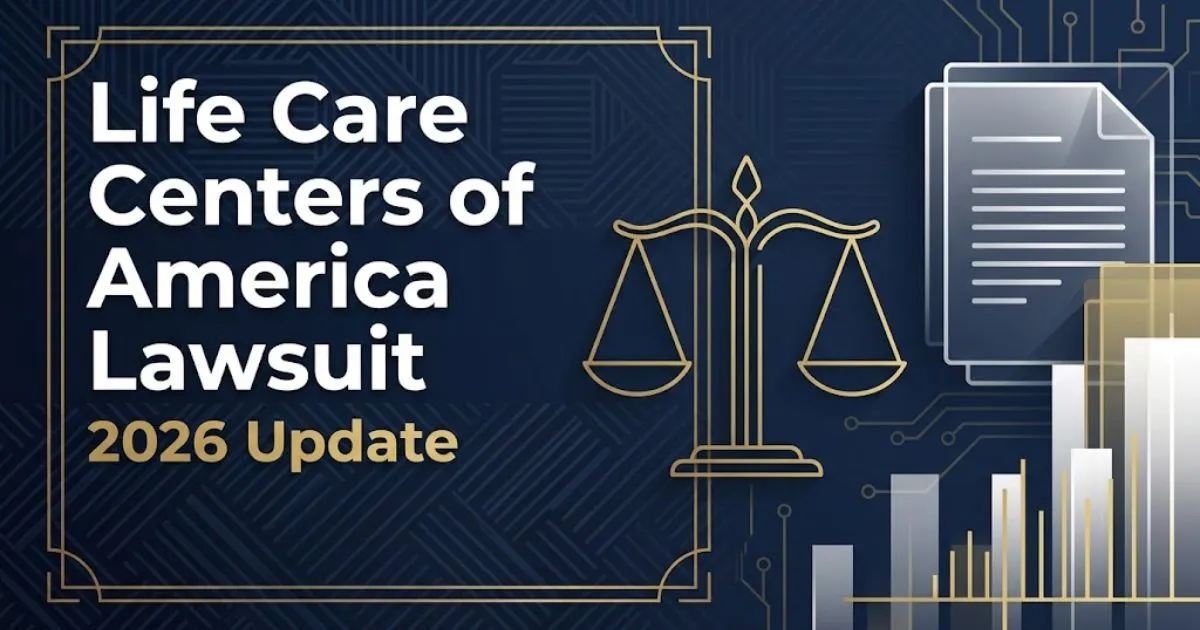 Life Care Centers of America Lawsuit 2026 hero banner with legal scales icon on navy background