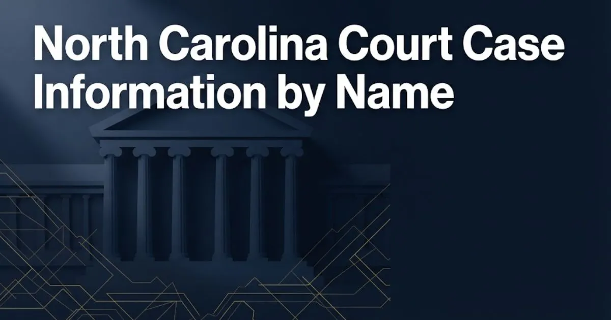 North Carolina court case information by name search guide hero banner with courthouse silhouette