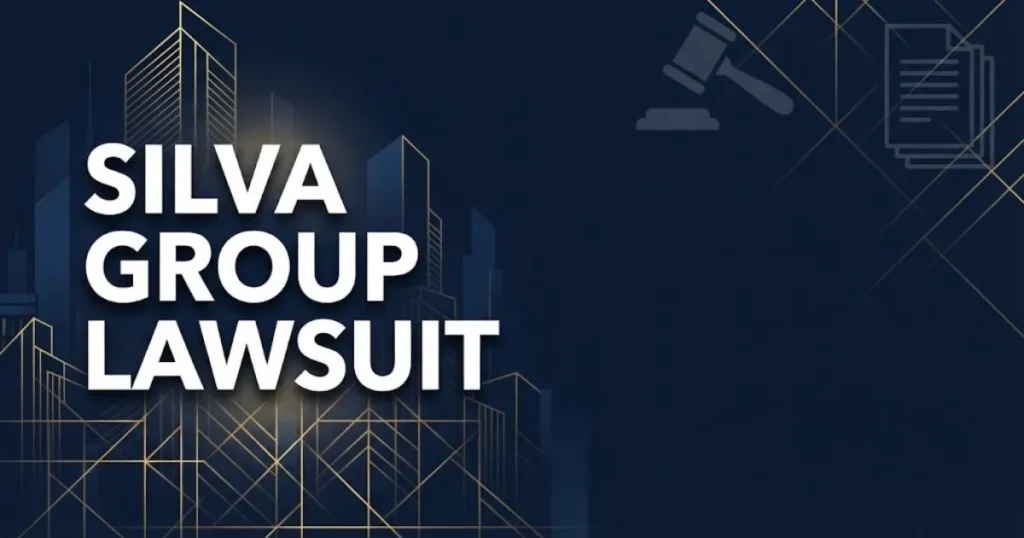 Silva group lawsuit hero banner with legal and real estate theme in navy and gold
