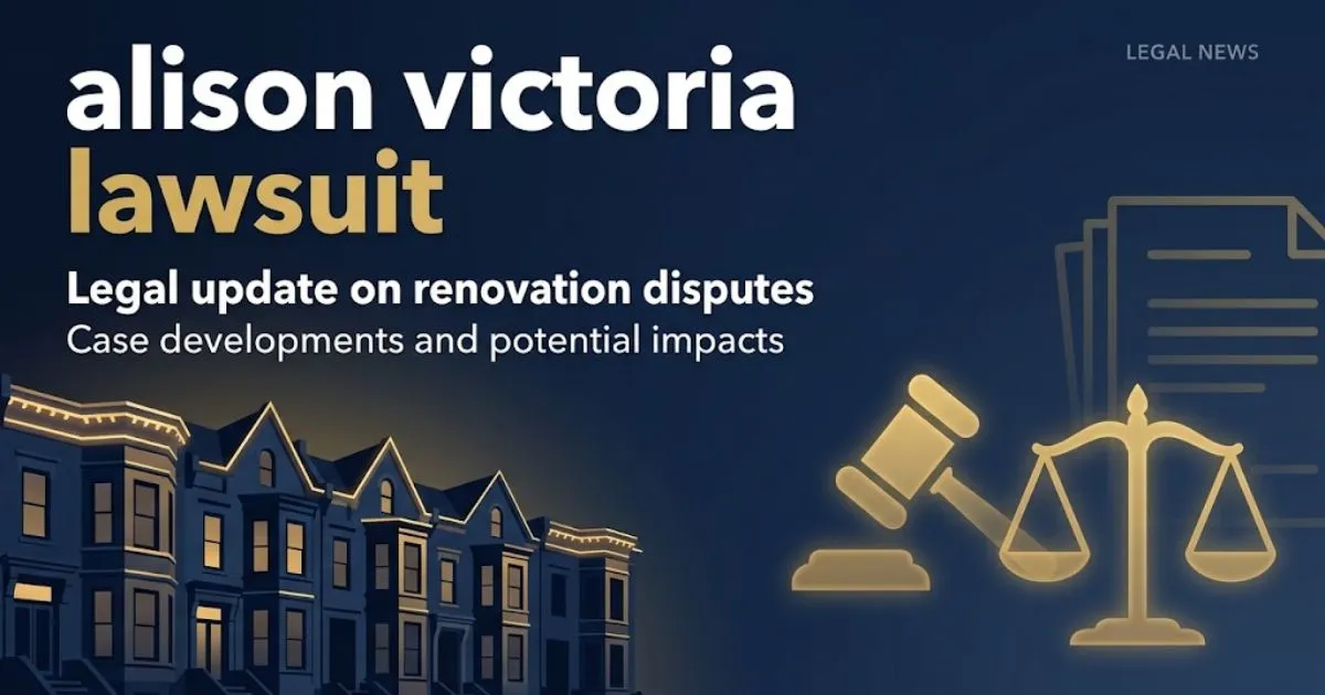 alison victoria lawsuit hero banner with Chicago brownstones and legal symbols on navy background