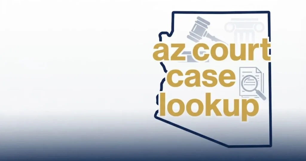 az court case lookup hero banner with Arizona state outline and legal icons in navy and gold (1)