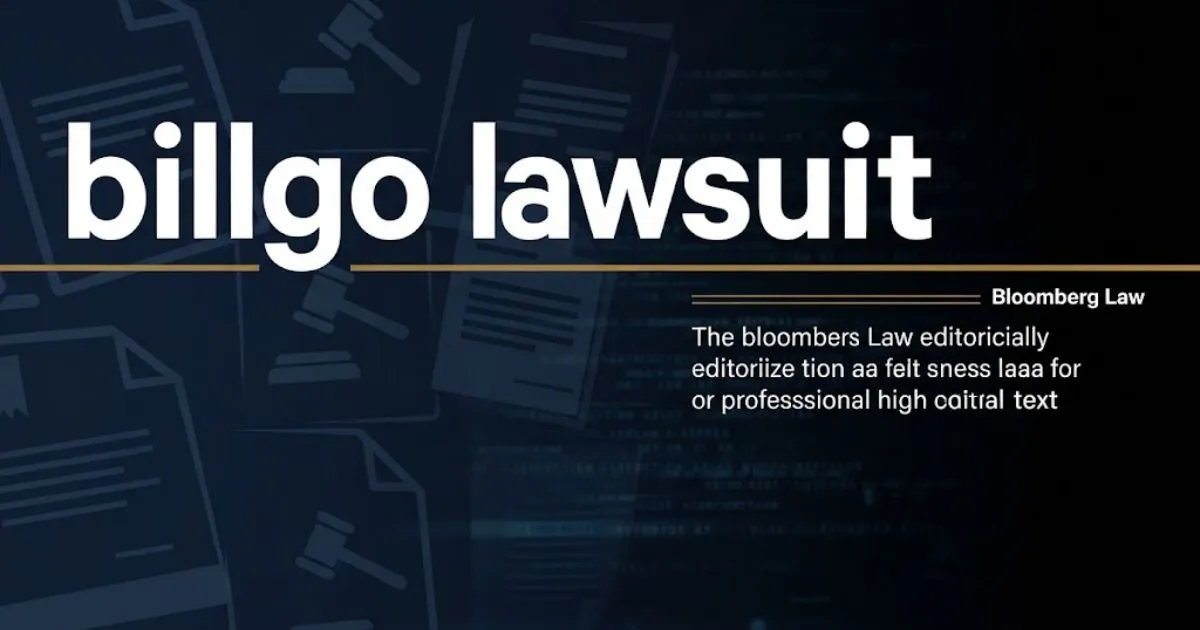 billgo lawsuit hero banner with legal document graphics and navy blue background