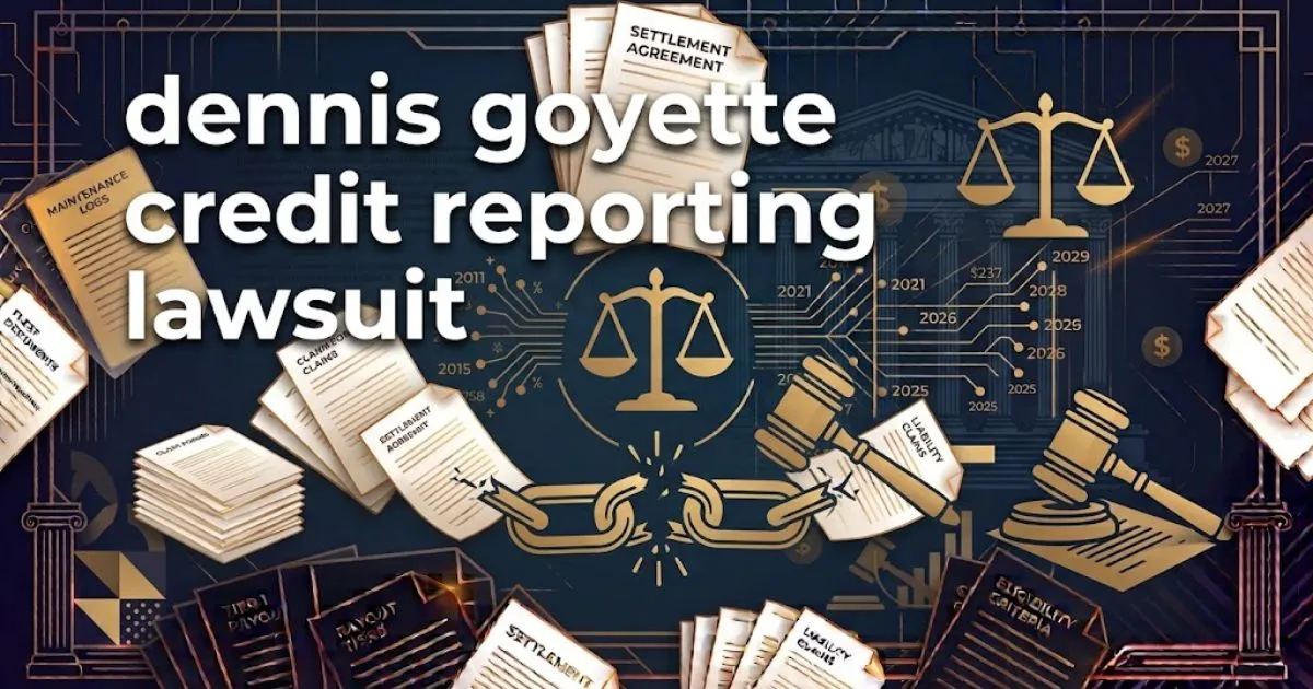 dennis goyette credit reporting lawsuit 2026 consumer guide banner with legal and credit report icons
