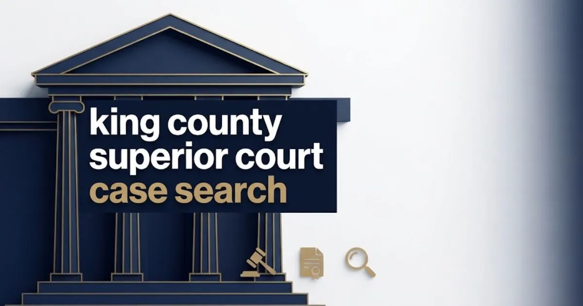 king county superior court case search hero banner with abstract courthouse and legal icons in navy and gold