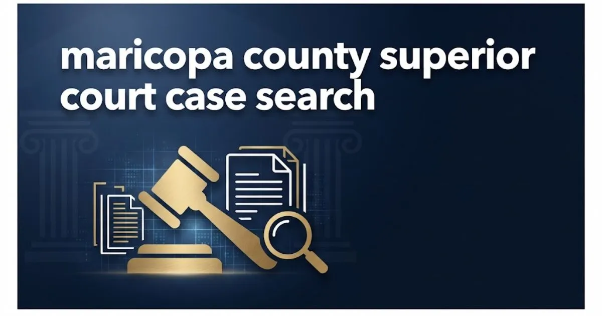 maricopa county superior court case search banner with legal icons and navy gold design
