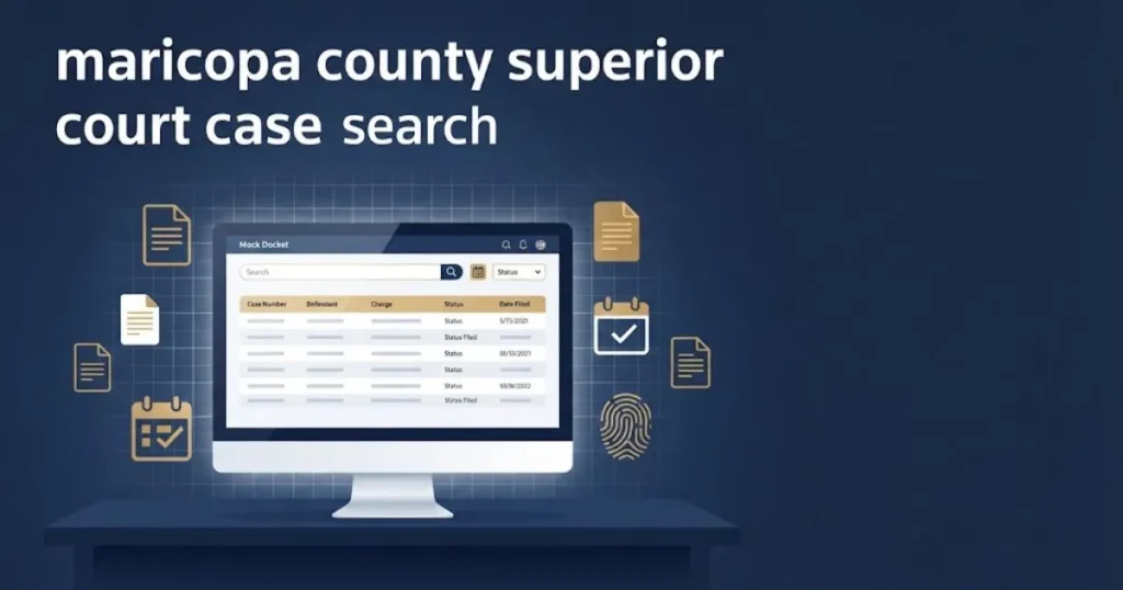 maricopa county superior court case search graphic showing digital docket and records interface