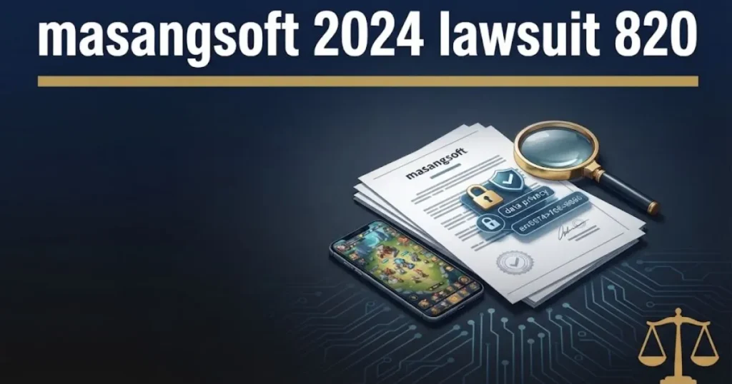 masangsoft 2024 lawsuit 820 eligibility graphic with legal documents and smartphone on dark navy background