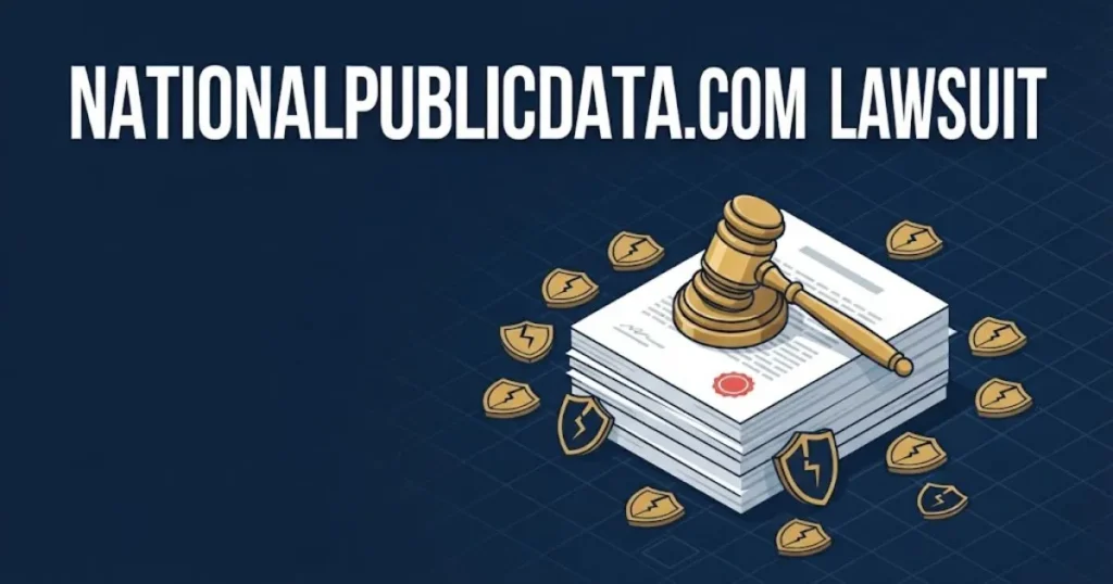 nationalpublicdata.com lawsuit supporting graphic with legal documents and data breach icons