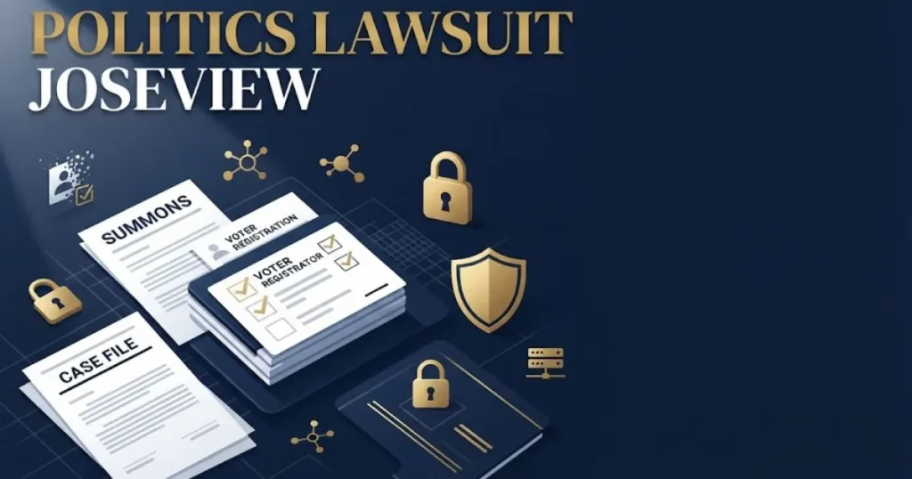 politics lawsuit joseview supporting graphic with legal documents and data privacy icons