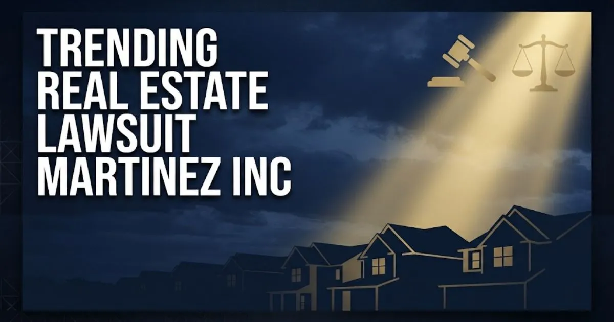 trending real estate lawsuit martinez inc hero banner with housing silhouettes and legal symbols