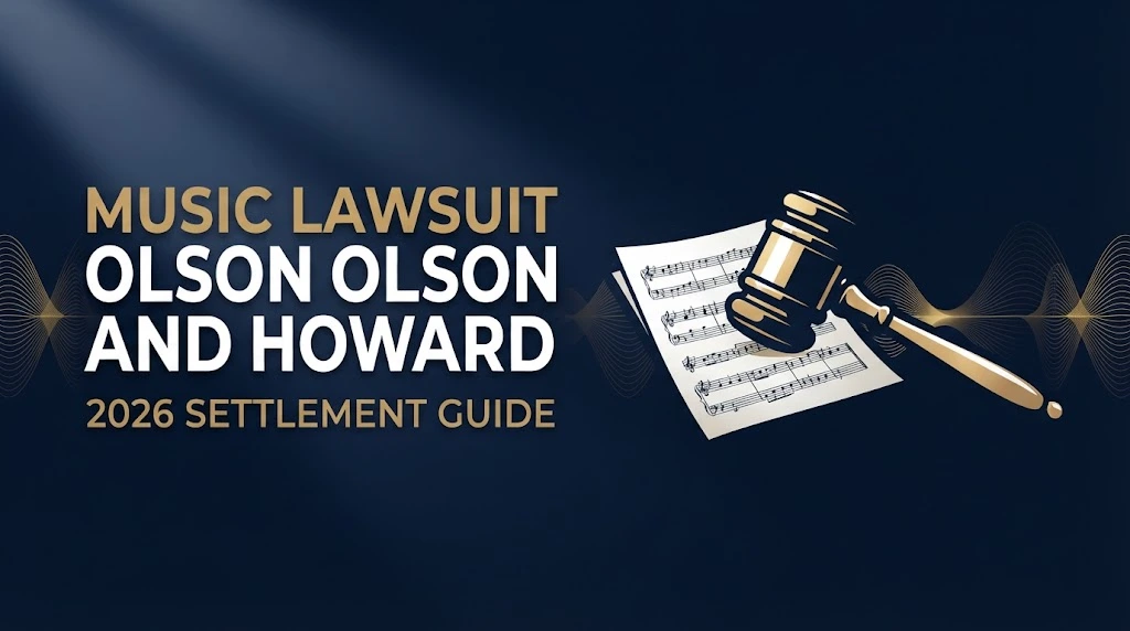 Music lawsuit Olson Olson and Howard 2026 settlement guide banner with gavel and sheet music