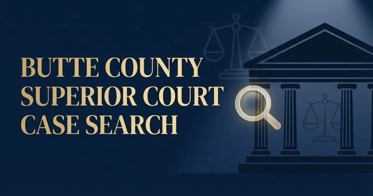 Butte County Superior Court case search 2026 hero banner with courthouse silhouette and gold typography.