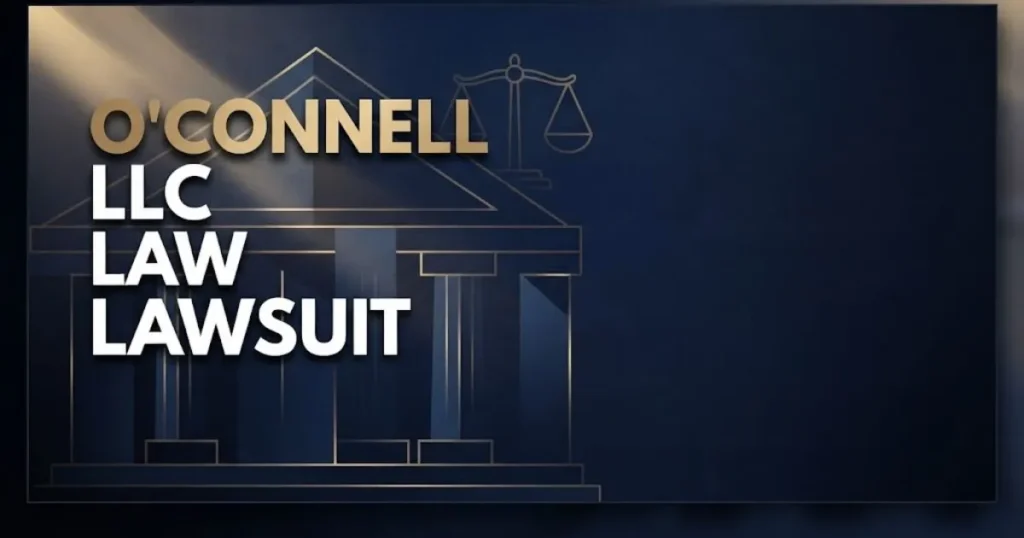 O'Connell LLC Lawsuit hero banner with navy courthouse design and gold legal scales typography for 2026 consumer defense guide