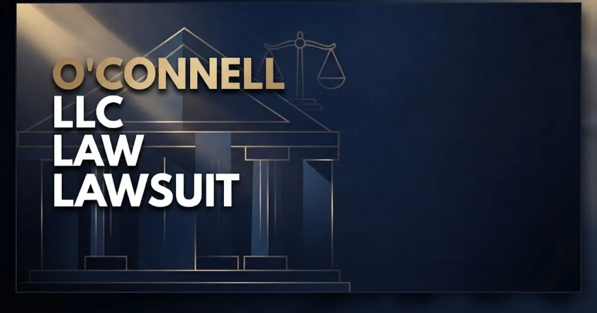 O'Connell LLC Lawsuit hero banner with navy courthouse design and gold legal scales typography for 2026 consumer defense guide