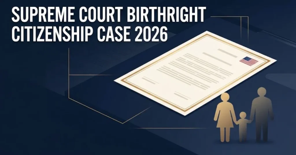 Supreme Court Birthright Citizenship Case 2026 supporting graphic with birth certificate and family silhouettes