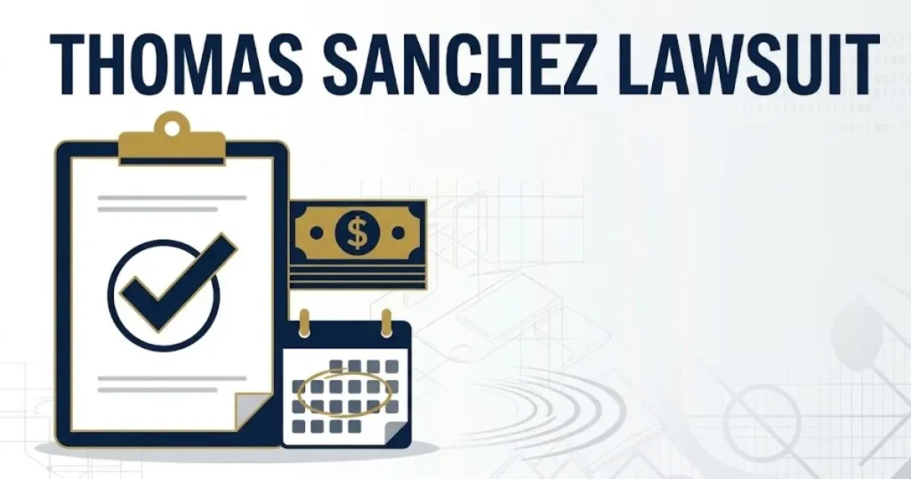 Thomas Sanchez Lawsuit eligibility and filing deadline graphic with clipboard and calendar icons