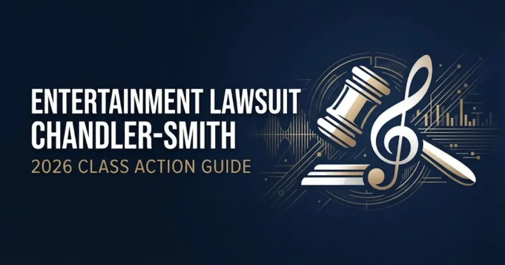 entertainment lawsuit chandler-smith 2026 class action banner with gavel and music note silhouettes on navy background