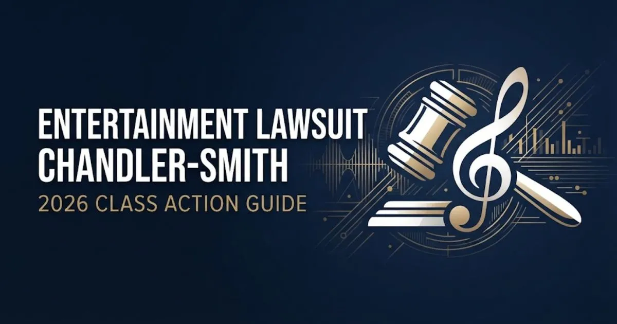 entertainment lawsuit chandler-smith 2026 class action banner with gavel and music note silhouettes on navy background
