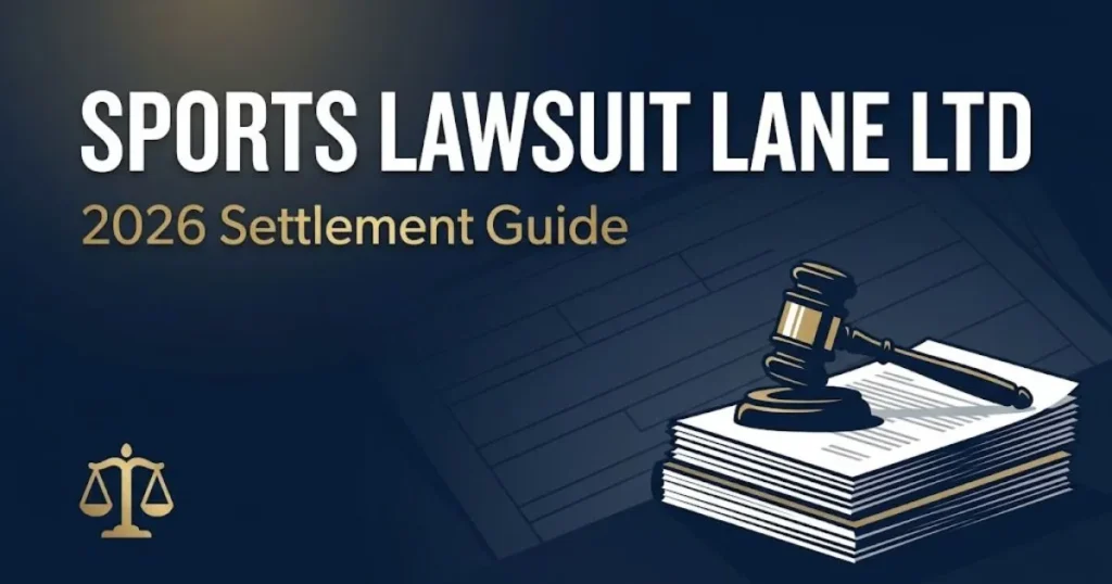 sports lawsuit lane ltd 2026 settlement guide banner with gavel and legal documents on navy background