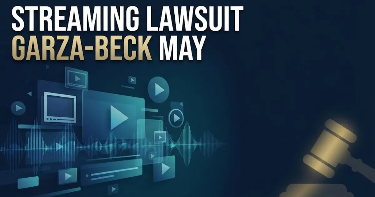 streaming lawsuit garza-beck may hero banner with legal gavel and streaming icons on navy background