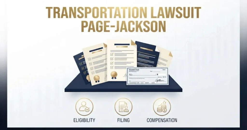 transportation lawsuit page-jackson settlement and eligibility graphic with legal documents illustration